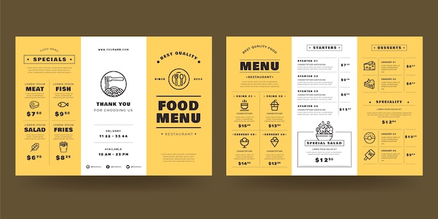 Free vector flat design trifold menu template