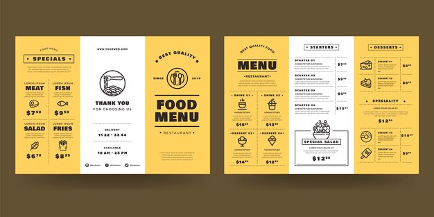 Flat design trifold menu template