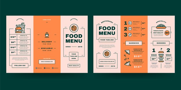 Flat design trifold menu template