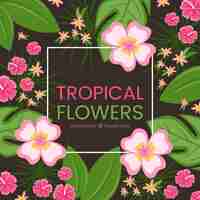 無料ベクター フラットデザインの熱帯の花の背景