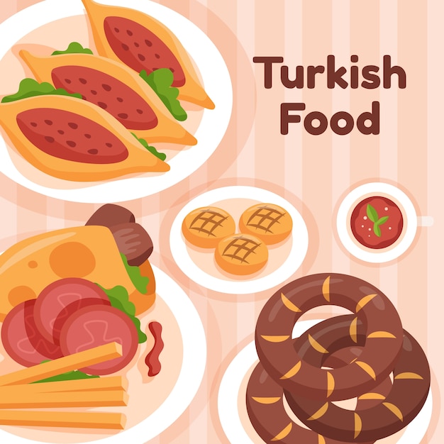 Free vector flat design turkish food illustration