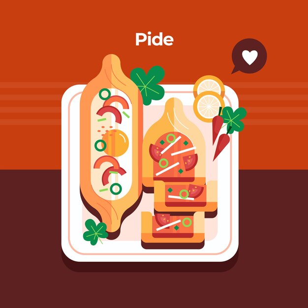 Flat design turkish food illustration