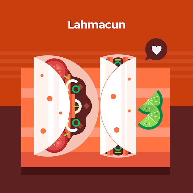 Flat design turkish food illustration