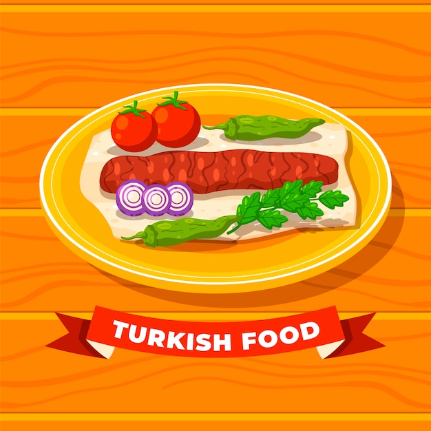 Free vector flat design turkish food illustration