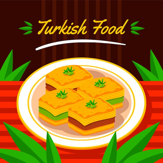 Flat design turkish food illustration