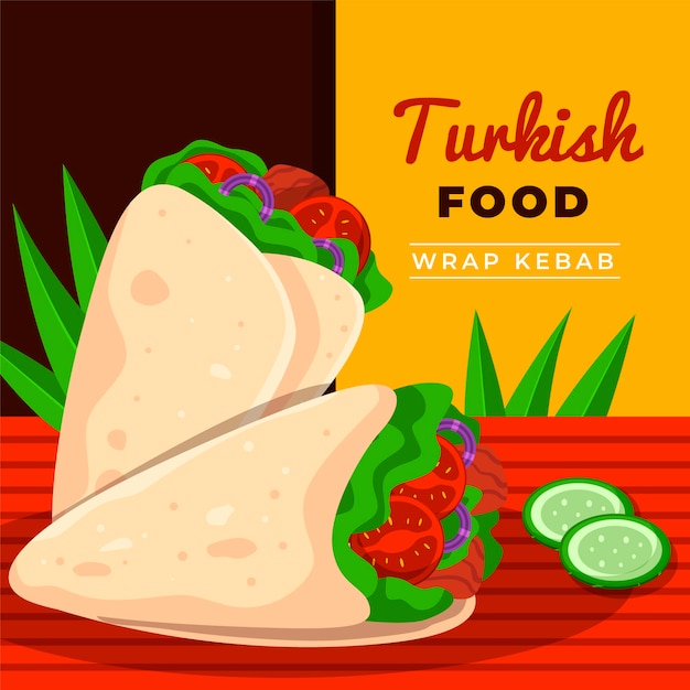 Free vector flat design turkish food illustration