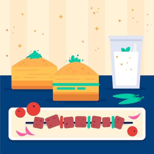 Free vector flat design turkish food illustration