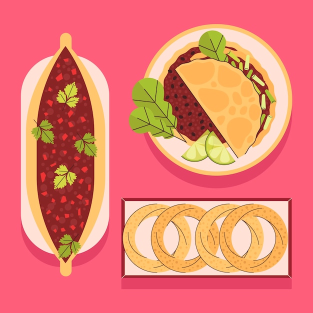 Free vector flat design turkish food illustration