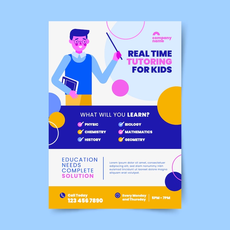 Free Vector flat design tutoring flyer