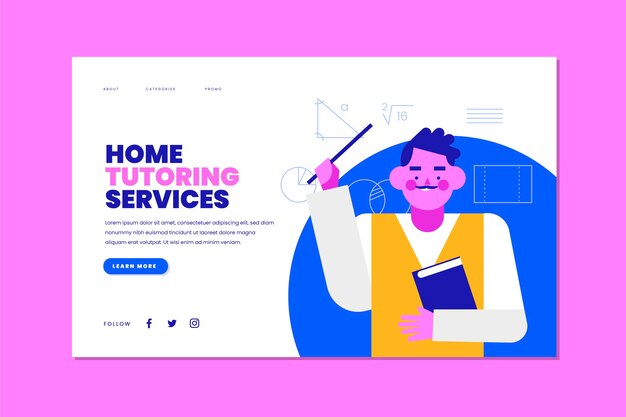 Flat design tutoring landing page