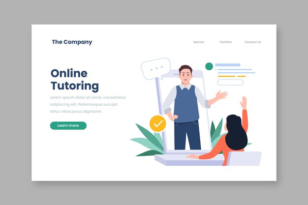 Flat design tutoring landing page