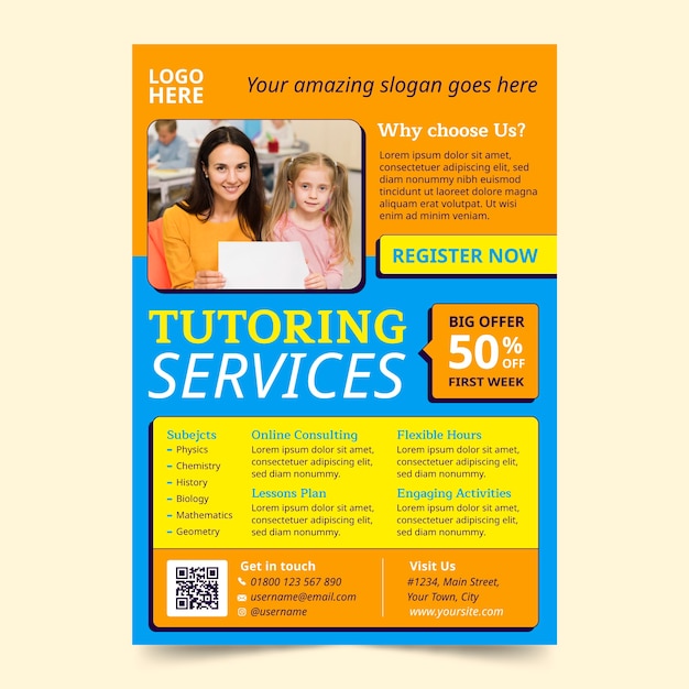Flat design tutoring service template