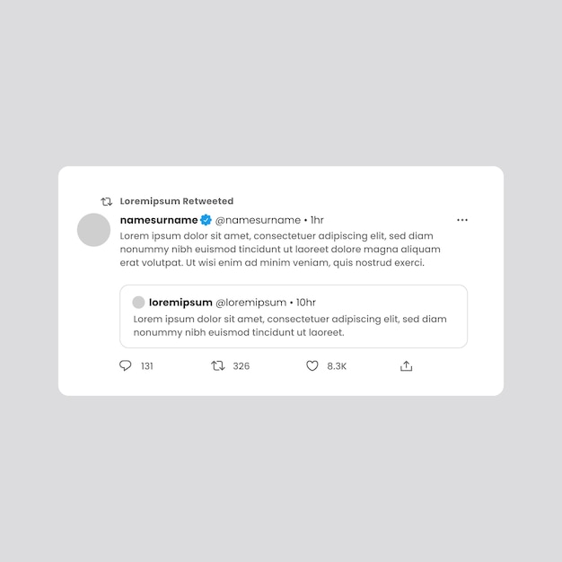 Vettore gratuito mockup di tweet dal design piatto