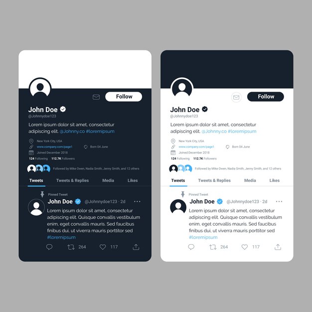 フラットデザインのツイートモックアップ