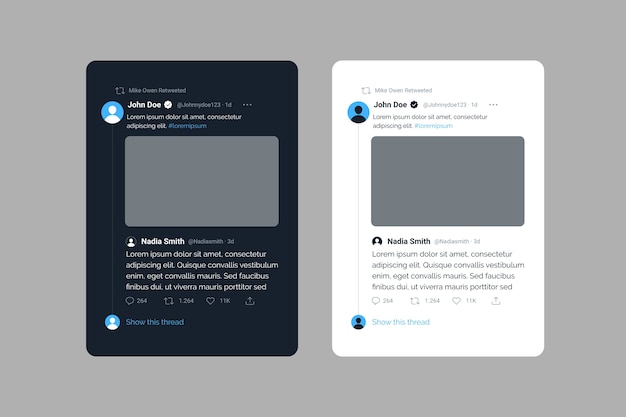 Mockup di tweet dal design piatto