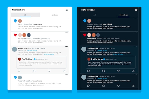 Vettore gratuito mockup di tweet dal design piatto