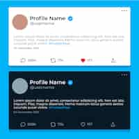 Vettore gratuito mockup di tweet dal design piatto