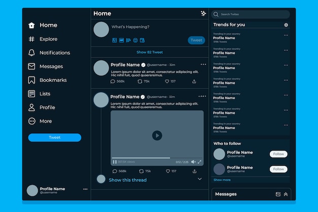 Vettore gratuito mockup di tweet dal design piatto