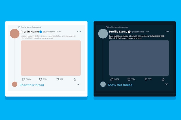 Vettore gratuito mockup di tweet dal design piatto