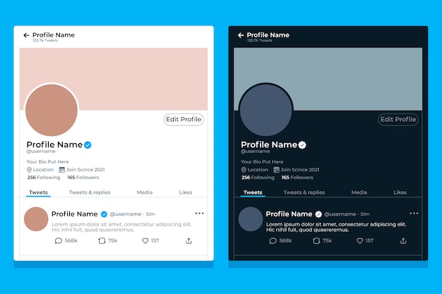 Vettore gratuito mockup di tweet dal design piatto