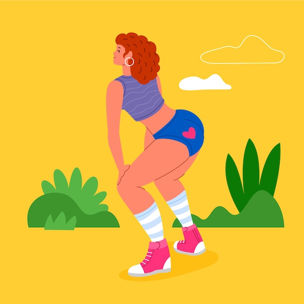 Flat design twerk illustration