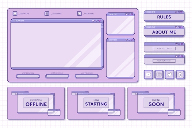 Free vector flat design twitch panels