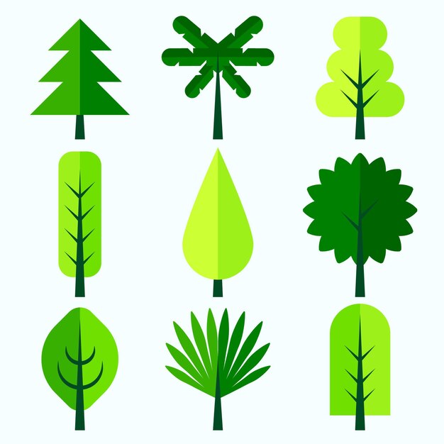Flat design type of trees collection