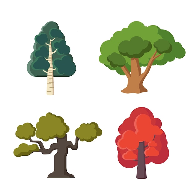 Flat design type of trees collection