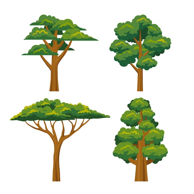 나무 컬렉션의 평면 디자인 유형