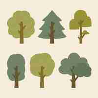 Free vector flat design type of trees pack