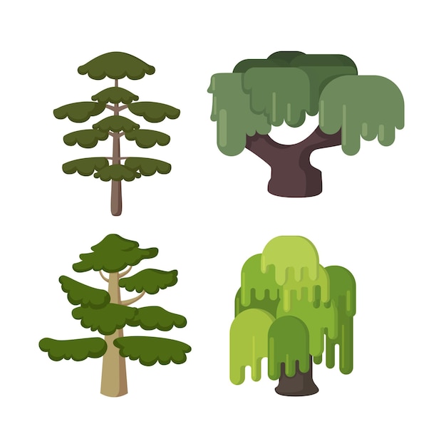 Flat design type of trees set