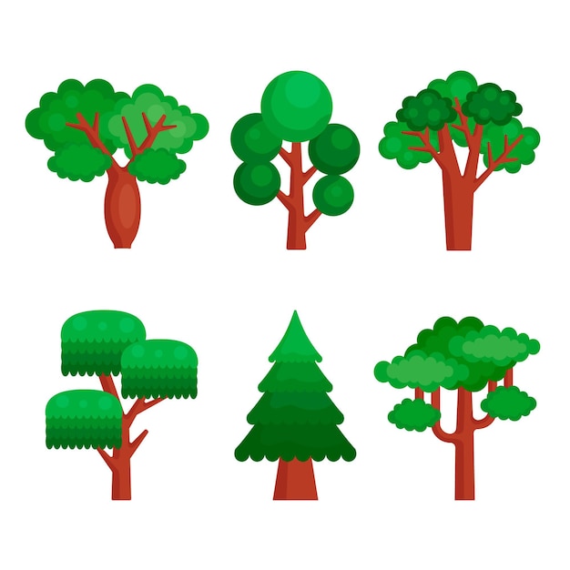 Flat design type of trees set