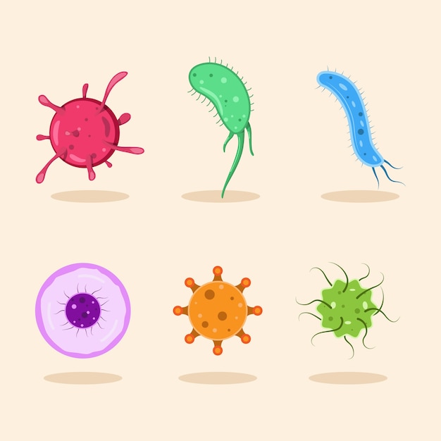 Free vector flat design types of viruses