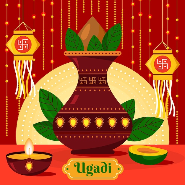 Celebrazione di ugadi design piatto