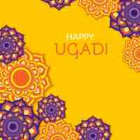 무료 벡터 평면 디자인 ugadi 개념