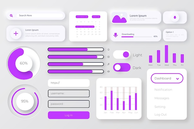 Free vector flat design ui kit collection