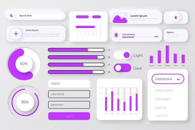 Flat design ui kit collection