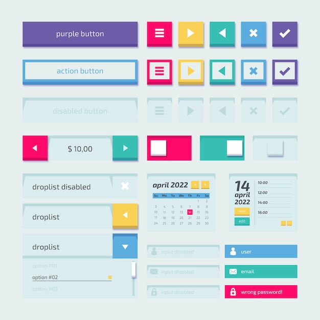 Flat design ui kit collection