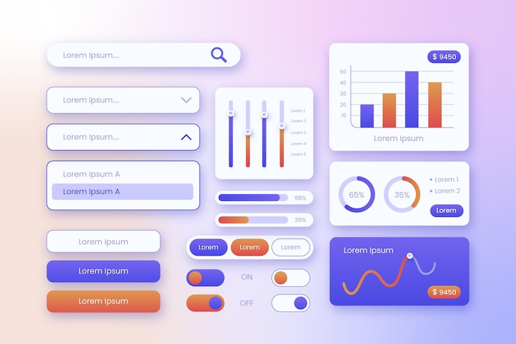 무료 Vector 평면 디자인 ui 및 ux 요소