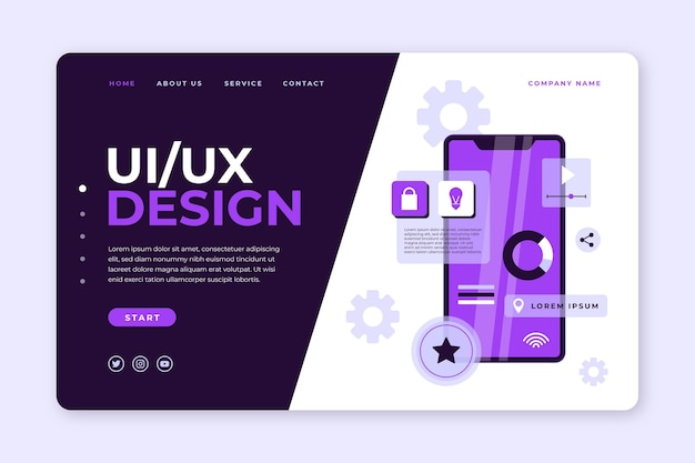 Flat design ui ux landing page template