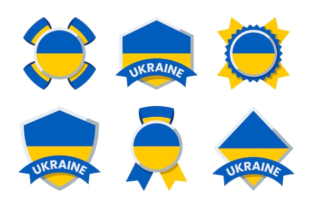 Flat design ukraine national emblems collection