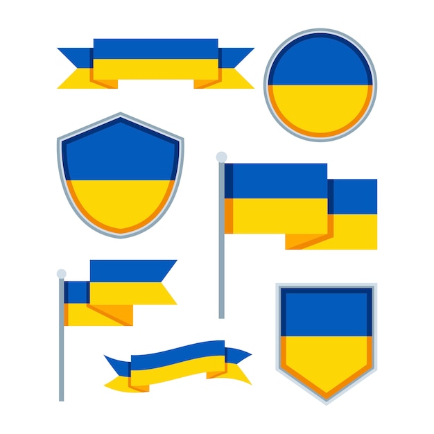 Flat design ukraine national emblems collection