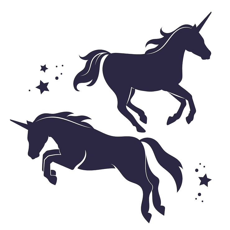 Free Vector flat design unicorn silhouette illustration