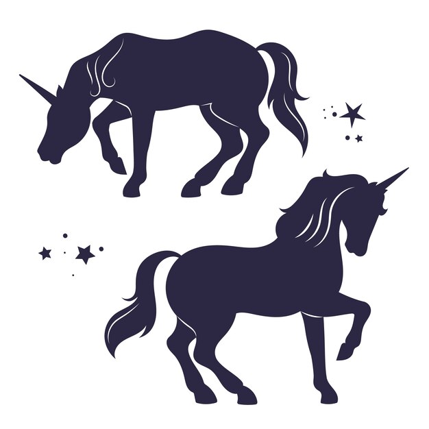 Flat design unicorn silhouette illustration