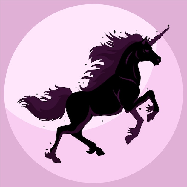 Flat design unicorn silhouette illustration