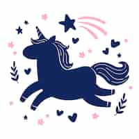 Free vector flat design unicorn silhouette illustration