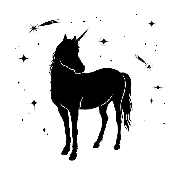 Vettore gratuito illustrazione della siluetta dell'unicorno di design piatto