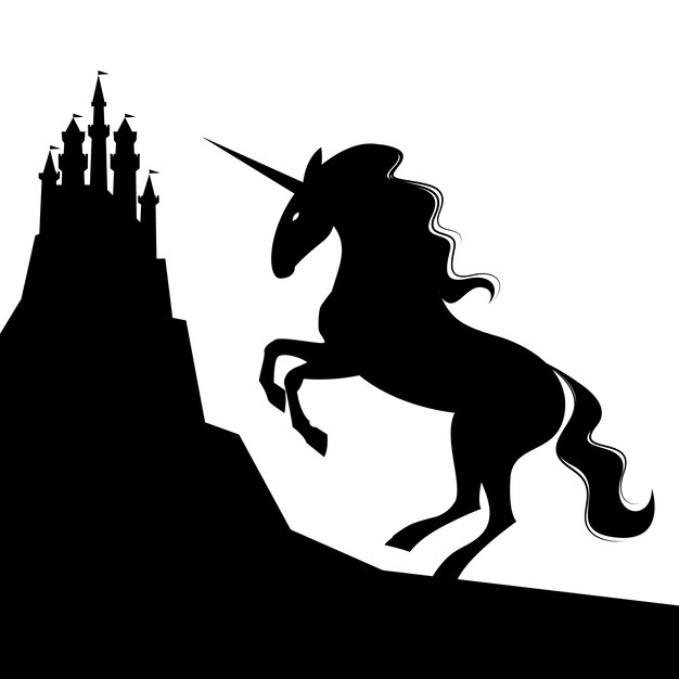 Flat design unicorn silhouette illustration