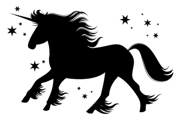 Flat design unicorn silhouette illustration