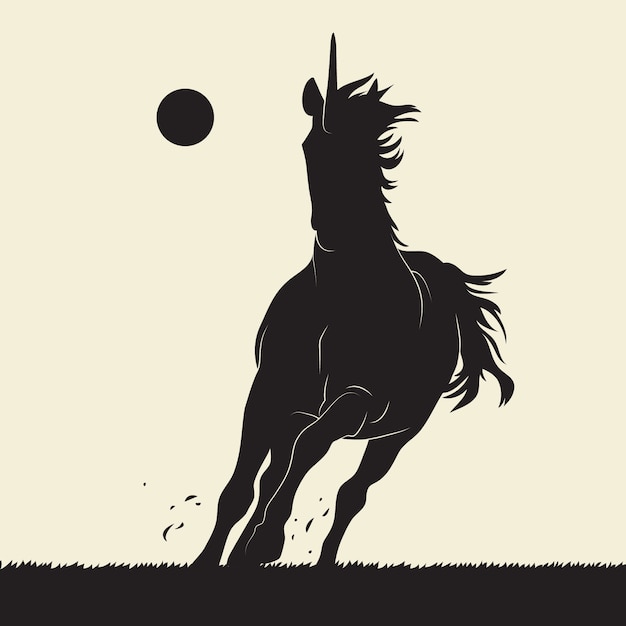 Flat design unicorn silhouette illustration